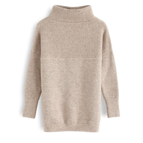 CHICWISH Women's Linen/White/Grey Cozy Ribbed Long Sleeve