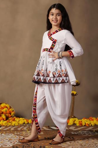 Image of Fashion Dream Girls Cotton Blend Printed Crop Top and Dhoti Set |Kids Ethnic Set |Suit for girls