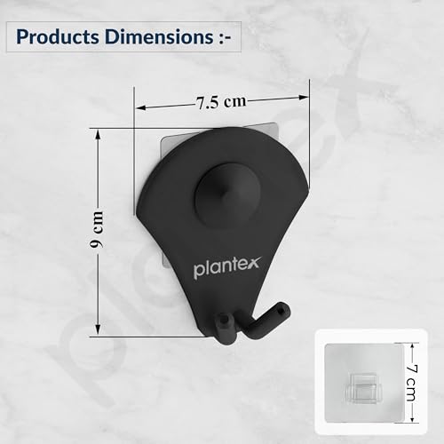 Image of Plantex Royal Stainless Steel Robe Hook for Bathroom /Cloth-Towel Hanger /Napkin Hanger /Bathroom Accessories (Black, Powder Coated)