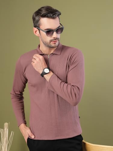 Image of Rigo Printed Casual T-Shirts for Men | Waffle Knit Solid T-Shirt for Men | Full Sleeves T-Shirts for Men