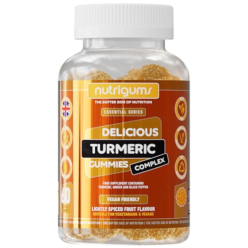 Turmeric Ginger & Black Pepper Complex Gummy | Light Spiced Fruit Flavour | 60 Vegan Gummies | Joint Support Digestive Health & Anti-Inflammation by NUTRIGUMS
