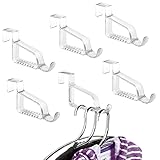 mDesign Over the Door Valet Hook for Clothes Hangers, Jackets and Bath Robes - Pack of 6, Clear