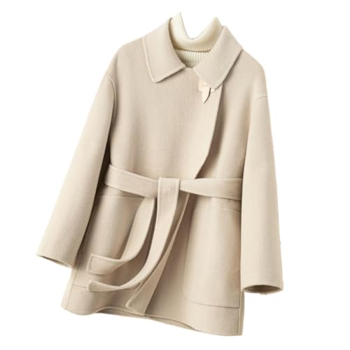 Veste en cachemire femme beige de style tweed double face luxe à revers
