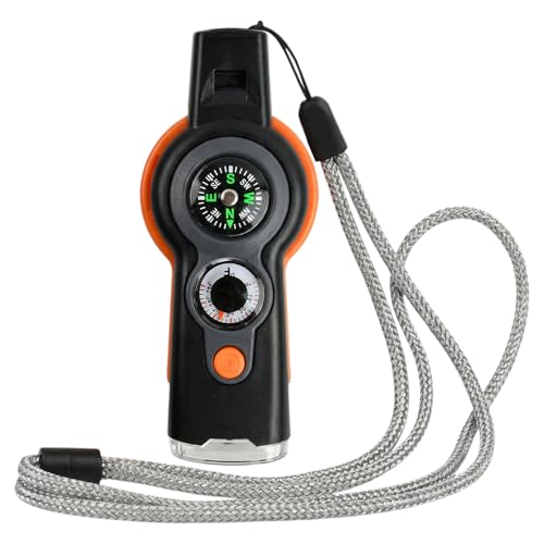 Brújula para Exteriores, Termómetro Brújula Multifuncional, 7 en 1 Silbatos de Supervivencia de Emergencia para Camping Senderismo Caza