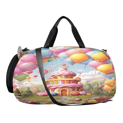 Happy Birthday Youth Sports & Travel Duffle Bag with Shoe Compartment,Waterproof Gym Bag for Girls and Boys (Overnight Essentials Organizer)2