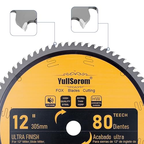 Image of 12-Inch 80-Tooth Miter /Table Saw Blades TCT Fine-Finish Professional Woodworking Saw Blade for Miter Saws and Table Saws with 1-Inch Arbor