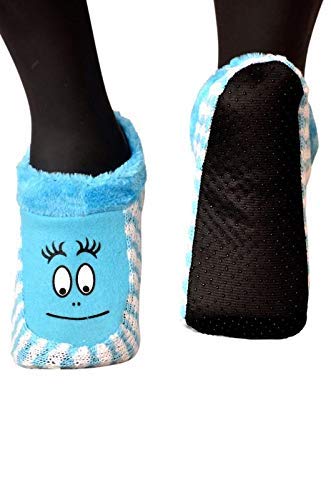 Take N Shine -Cute Eye Look Boy & Girl Multi-Coloured Warm Winter Slipper Socks, Indoor Warm Knitted Booties Slipper Socks with Soft Rubber Sole - Fits for 5-6 year - Pack of 1