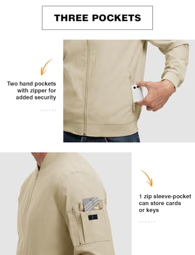 Image of TBMPOY Men's Windproof Bomber Jackets Lightweight Track Jackets Windbreaker Outdoor Golf Fashion Coat