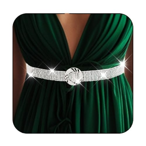 BODIY Silver Rhinestone Dress Belts Shiny Diamond Fashion Belts Accessories for Women