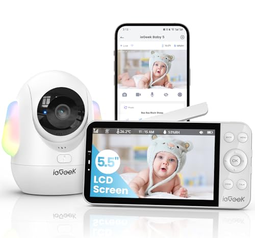 ieGeek 2.5K Baby Monitor con rilevamento dell'occlusione del viso, telecamera per bambini da 5,5...