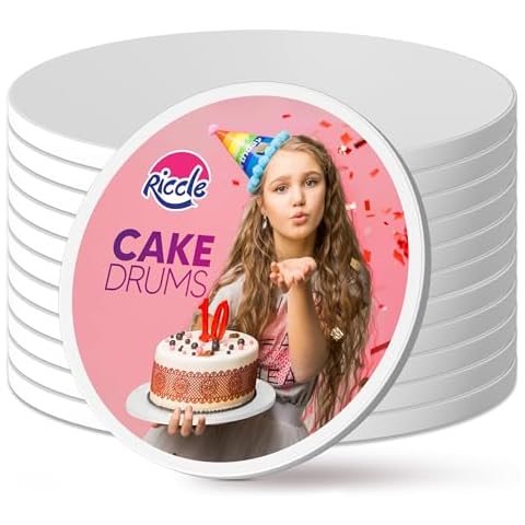 RICCLE Cake Boards - 12 Inch Cake Drums - Smooth-Edged Pack of 12 Cake Drum - Sturdy Cake Boards 12 Inch Round - Bend Resistant Multi-Layered Cake Base for Minimalist Displays Cover