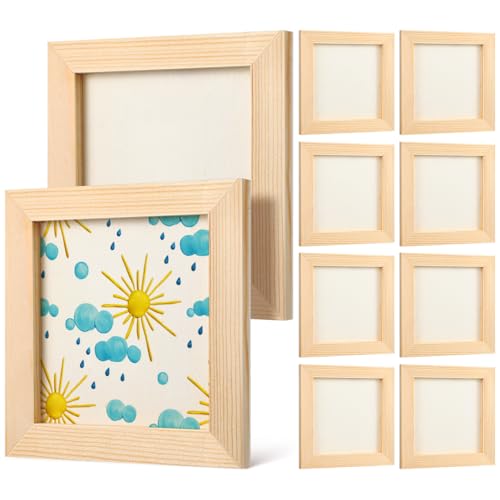 Garneck DIY Wooden Picture Frames Set 10 Pcs Small Picture Frames Glassless Craft for Decorations Boys and Girls ' Art Projects