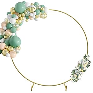 Round Backdrop Stand Set 6.6ft Gold Circle Balloon Frame Metal Wedding Arch Stand for Anniversary Baby Shower Birthday…