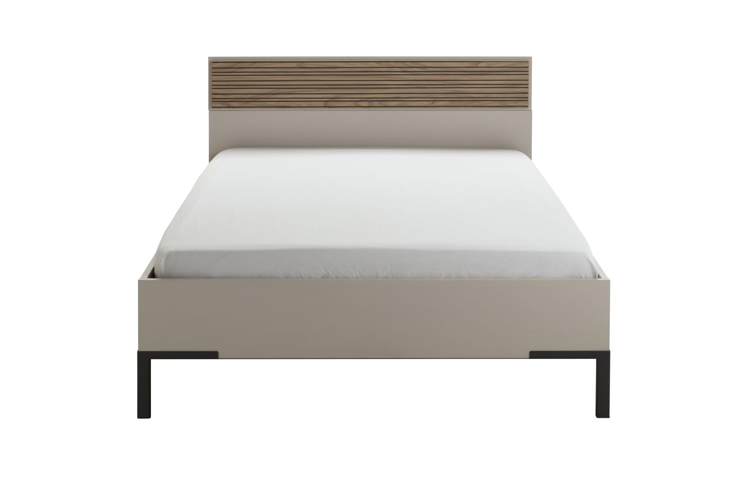 Composad | Letto 1 Piazza e Mezza della Linea BRAVO per Cameretta, Letto moderno per bambini e ragazzi, (LxAxP): 125,8x93,5x206,2 cm, Grigio Cashmere Topmatt e Strippedwood, Made In italy