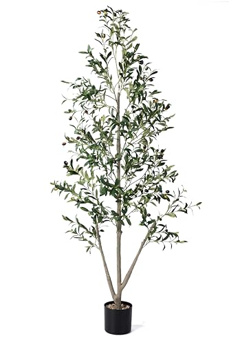 Olive Trees Artificial Indoor 5FT Tall Faux Olive Tree with Moss and Planter Artificial Plants Indoor with Realistic Silk Leaves and Lifelike Fruits Fake Tree for Home Office Living Room Decor