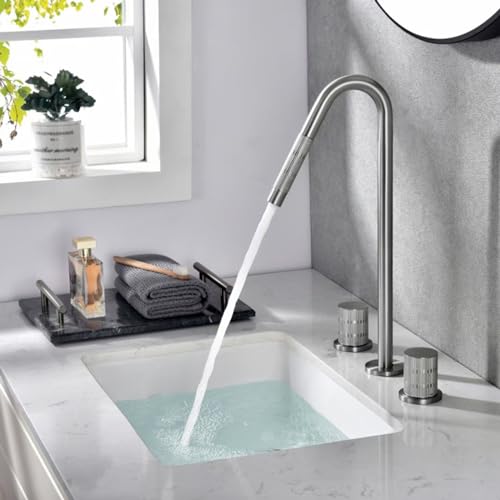 Mélangeur salle de bain 3 trous à rotation 360° et double commande
