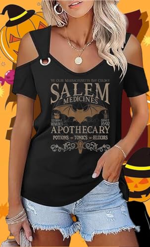 Women's Fall Halloween Thanksgiving Shirt Funny Hollow Out Sweet O Ring Shoulder Short Sleeve Family Matching Party Top2