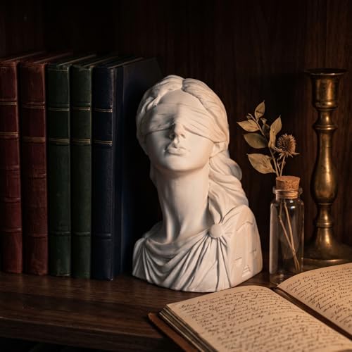 Estatua pequeña Lady Justice Themis de yeso blanco 4.7 pulg miniatura 5