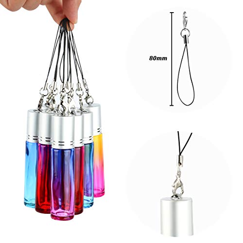 Essential Oil Roller Bottles, ESARORA 24 Pack 10ml Gradient Color Roller Bottles with Stainless Steel Roller Balls and Silver hanging Lids (3 Dropper,2 Funnel,6 Extra Roller Balls,30 labels,2 Opener) - Thumbnail 7