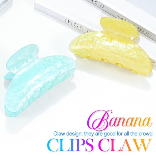 Pinza de acrílico mediana Fashey azul claro y amarillo miniatura 2