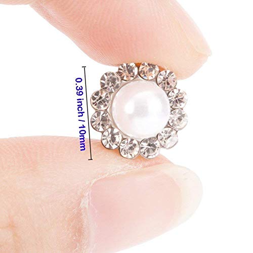 100Pcs Crystal Pearl Buttons, Round Flatback Rhinestone Beads Buttons With Diamond, Diy Craft Sewing Fasteners Accessories For Jewelry Making, Clothes, Clothing, Bags, Shoes, Wedding Dress 10Mm #TOP6