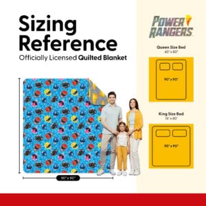 Image of Northwest Power Rangers Geo Power Full /Queen Quilted Blanket, Comfy Throw, Adults Boys Girls, Soft Lightweight Bedding for Bed, or Couch, 90 x 90 inches