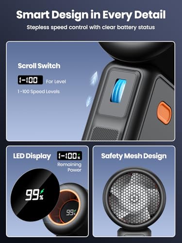 Warmco Portable Handheld Fan 5000mAh, 1-100 Speed Stepless Turbo Fan (15000 RPM), Small Personal Mini Fan with LED Display, USB Rechargeable for Travel, Commuting, Office, Makeup & Eyelash Dry - Image 3