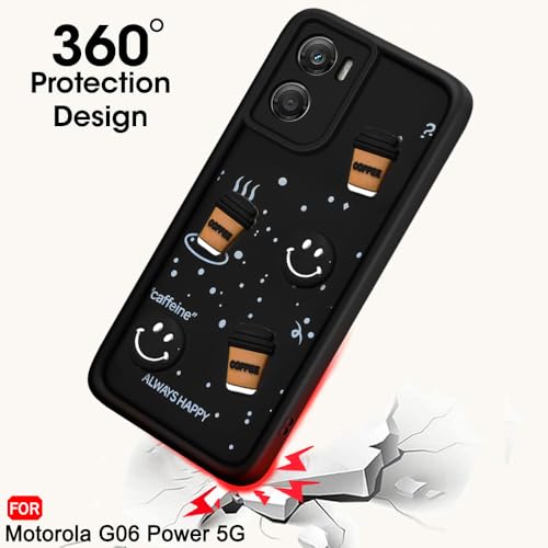 Image of TheGiftKart Back Cover Case for Motorola Moto G06 Power 5G | Cute Fun Cartoon 3D Smiley Coffee Case | Full Camera Protection | Shockproof Back Cover Case for Motorola G06 Power 5G (Silicone, Black)