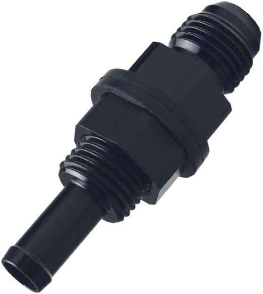 DEWHEL6AN Male Flare Bulkhead To 5/16 Hose Barb Fuel Tank Fitting Aluminum (Black, AN6)