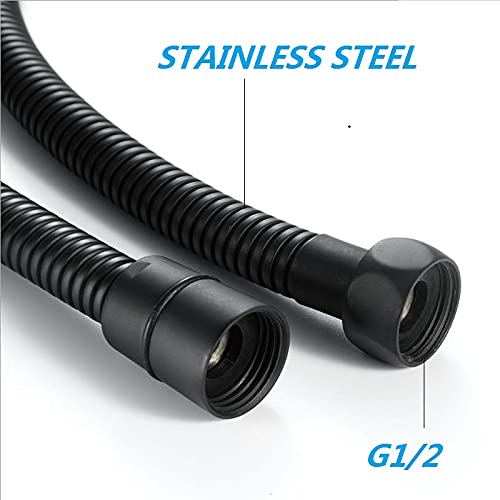 Tubo Doccia Opaco Nero 1.5m 2m Tubo Doccia Tubo Flessibile Morbido Tubo Doccia Comune Bagno Flessibile Tubo dell'Acqua dell'Acciaio Inossidabile Flessibile Doccia(200cm)
