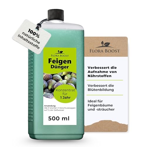 Konfitee Feigenbaum Dünger Flora Boost 500ml I Für bis zu 100L Gießwasser I Feigen Dünger für Indoor- & Outdoorbereich I Flüssiger Blatt- & Wurzeldünger I 100% natürlicher Pflanzendünger