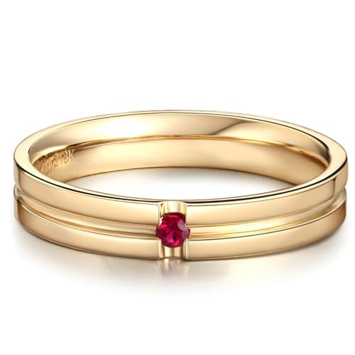KnSam Anillo de boda de oro rosado de 18 quilates, oro rosado/oro, rubí, anillo de compromiso con cruz roja, anillo de compromiso Au750, talla 49 – 70, Oro rosa de 18 quilates, Rubí
