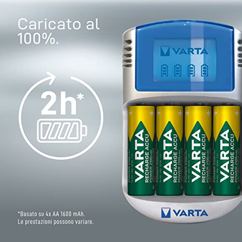 Varta Lcd Charger Aa & Aaa (Batterie Ricaricabili Nimh Incl. 4X Aa 2600 Mah Accu & Ac Adattatore & 12 V Adattatore & Cavo Usb),Grigio - 5