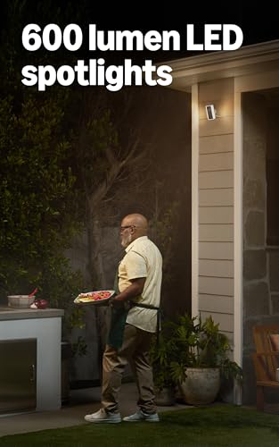 Image of Ring Spotlight Cam Pro, Plug-in (newest model), Home or business security, Retinal 4K with wide-angle video, 10x Enhanced Zoom, and 600 Lumen Spotlights, 3-pack, White