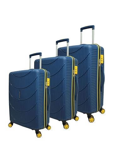 Image of American Tourister Kamiliant Set of 3 Small - 55 Cm, Medium - 68 Cm & Large - 79 Cm Polypropylene Hard 4 Wheeler Spinner Trolley Bag Luggage Trolley (Navy)