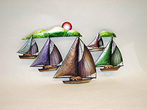 Meyvaser Panel Decorativo metalico Barcos de Vela 46059