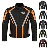TIGER MOTO Adventure Touring Motorcycle Jacket for Men & Women – CE Armored All-Season Textile Riding Gear (US, Alpha, Medium, Large, Regular, Regular, Racing Orange)