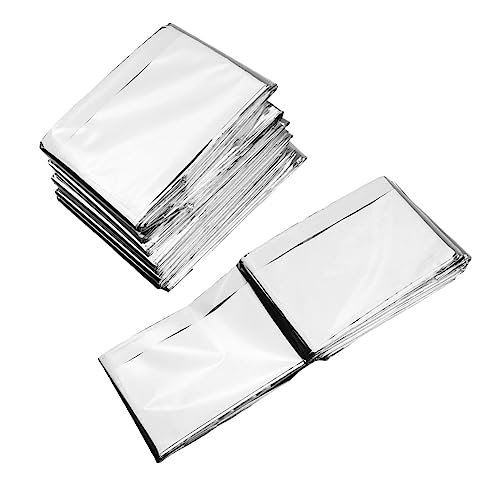 Yardwe 5Pcs Emergency Blanket Reflective Sunscreen Warming Blankets for Outdoor Activities for Camping Hiking and Emergency Situations Silver Safety Blankets