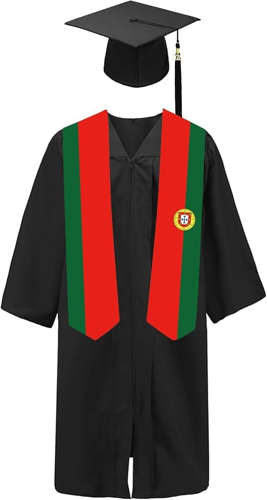 SNUWITH Portugal Flag Graduation Sash/Stole/Scarf 180X13CM Double Sided for Study Aboard International Students Graduation Decoration Item Gift
