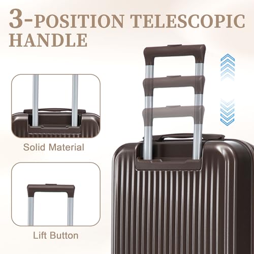 Image of 20 /14 Inch Hardside Luggage, Durable ABS Suitcase with Spinner Wheels