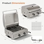 Electactic 20000 BTUs Portable Tabletop Gas Grill, 2 Burners Propane BBQ - Image 2