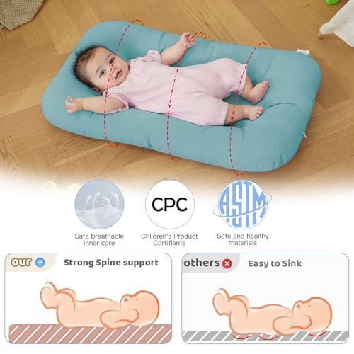 Image of Baby Lounger for Newborn, Bionic Design Baby Lounger, Soft Organic Cotton Breathable Lounger for Infants 0-24 Months (Dark Green)