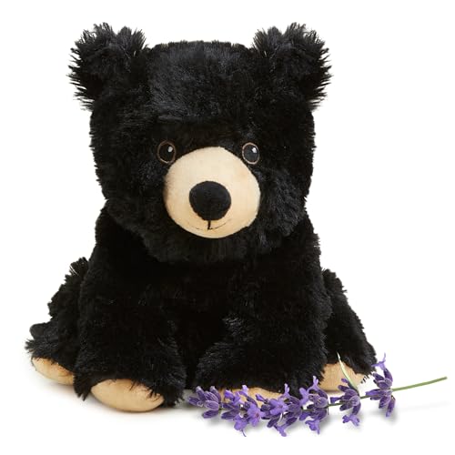 Image of warmies Microwavable & Weighted Stuffed Animals, Black Bear - Heated Stuffed Animal Plushie for Warmth & Comfort - Cute Soft Plush Toys for Adults & Children (Boys, Girls, Babies & Toddlers)