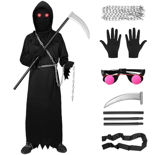 Disfraz Grim Reaper para niños, con capucha y cadena