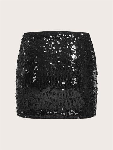 Womens' Plain High Waist Sequin Bodycon Skirt Casual Mini Skirts for Women2