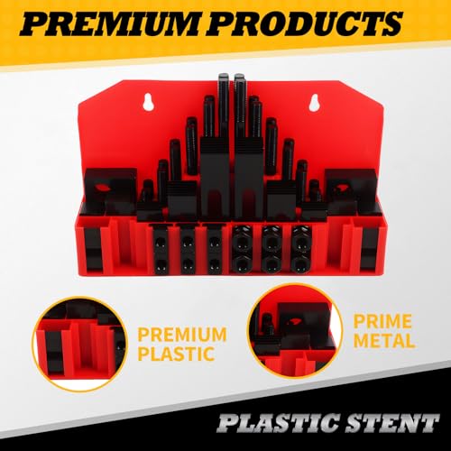 Image of 58 Piece 5 /8 inch T-Slot 1 /2 inch Stud Hold Down Clamp Kit | Compatible with Lathes & Metalworking Machine Tools