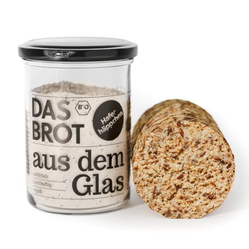 brotstoff - Bio-Haferhäppchen - DAS BROT AUS DEM GLAS, Brotbackmischung – ideal als Einzugsgeschenk, als Geburtstagsgeschenk, oder als Gastgeschenk, 1 Glas...