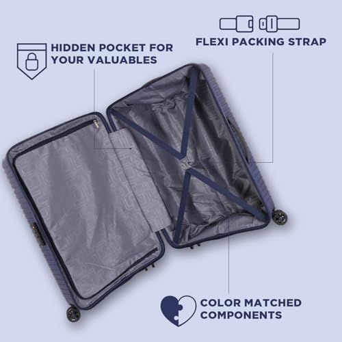 Image of American Tourister 3Pc PP Liftoff+ with TSA Lock & 8 Wheel, Set (Small +Medium +Large) Hard Check-in Suitcase for Travel /Trolley Bag with Double Wheel - Midnight Blue, 55 Cm, 67 Cm, 79 Cm