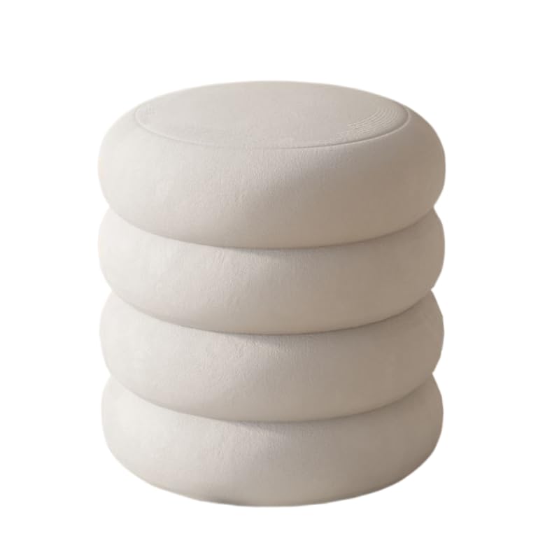 Taburete de tocador de maquillaje con almacenamiento oculto, asiento redondo, elegante y funcional para dormitorio o baño