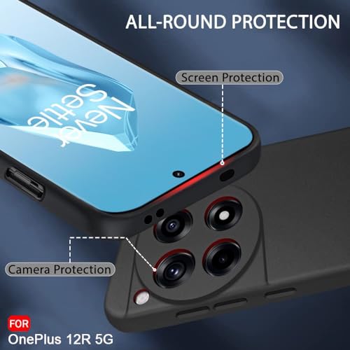 Image of TheGiftKart Sleek Back Cover Case for OnePlus 12R 5G | Slim Fit Protective Design | Ultra Matte Finish | Camera Protection Bump | Soft Silicon Back Cover Case for OnePlus 12R 5G (Silicone, Black)